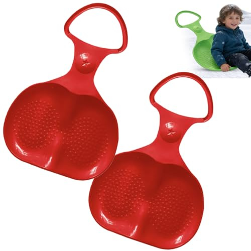 Pack of 2 Snow Slider, Snow Sledge Boards with Anti-slip Protrusions, Sled for Children, with Handle, Plastic SnowPlates for Adults and Children Winter Outdoor Sports (2pc-C)