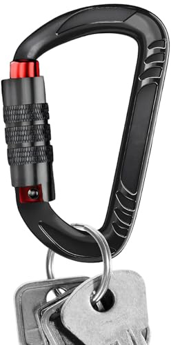 Locking Carabiner - 7.62x5.08cm 12KN High Load Bearing Clip, Heavy Duty Aluminum Alloy Carabiner, Climbing Outdoor Camping Hiking Hammock Securing Gear Pet Leash Harness Keychain, Robust Strong Safety