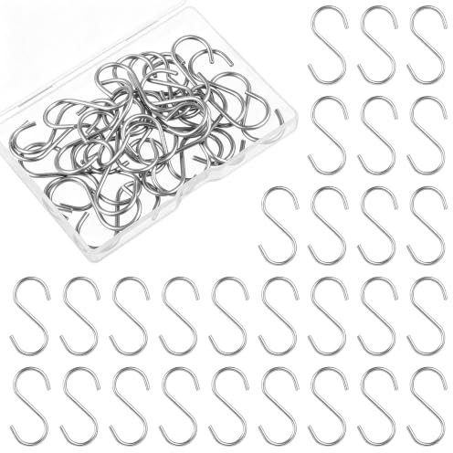 Apojgitn 30 ganchos en S para colgar de 4 cm, mini ganchos en forma de S de acero inoxidable para colgar, pequeños ganchos de metal para manualidades, llaveros, joyas colgantes (plateado)