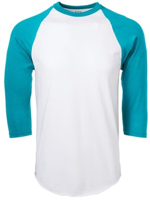 Soffe Classic Baseball Jersey, White/Teal, XX-Large