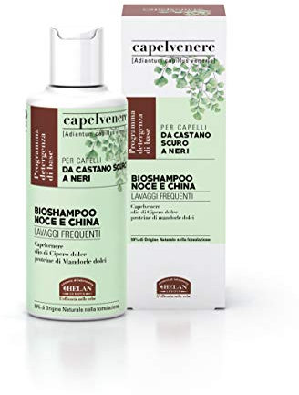 Helan, Capelvenere - Shampoo Professionale Capelli da Castano Scuro a Neri, 99% Origine Naturale con Olio di Mandorle Dolci, Detergente per Lavaggi Frequenti, Prodotti per Capelli per Chioma Brillante
