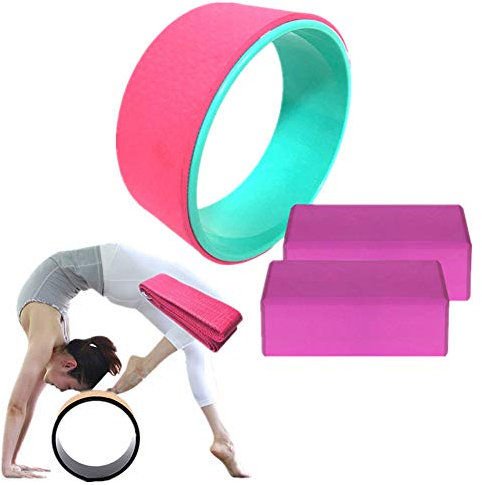 KUENG Yoga Ring Physiotherapie Pilates Ring Magic Circle for Fitness Starter Set Yoga Pilates Ring Yoga-Rad Zum Dehnen pink,-