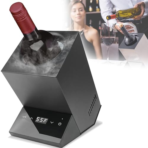 Qiang Raffreddatore Bottiglie Vino,Bottiglia Singola φ92mm Secchiello Ghiaccio Vino Elettrico,Refrigeratore per Bottiglie di Vino E Bevande con Controllo Termostato Intelligente 5-18°c,Black