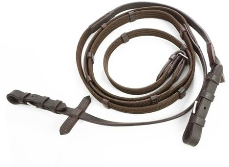 Pferdelinis Trensen Zügel Zügel für Pferde, langlebige Gurtzügel in Schwarz oder Braun, Breite 18mm, Länge 2,9m (Braun)