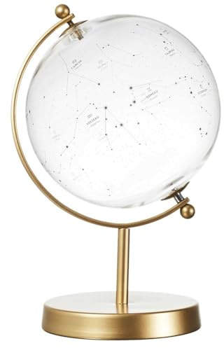 HOME DECO FACTORY, HD0093 - Globo terráqueo Decorativo de Cristal con Constelaciones, Elegante Objeto Decorativo para Interiores Modernos o clásicos, estantería o Escritorio,