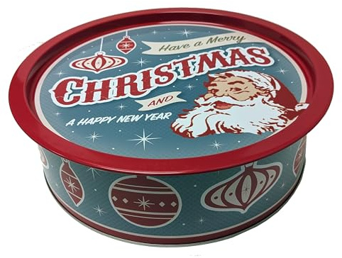 Holiday XL Round Cookie Tin with Tray Lid Santa - Item # 978707