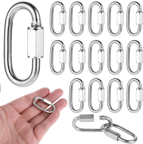 15 Pcs Carabiner Clip Silver Carabiner Clip Heavy Duty Locking | Carabiner Keyring Camping Accessories Accessories for Outdoor Fishing Hiking Traveling Fishing Backpack