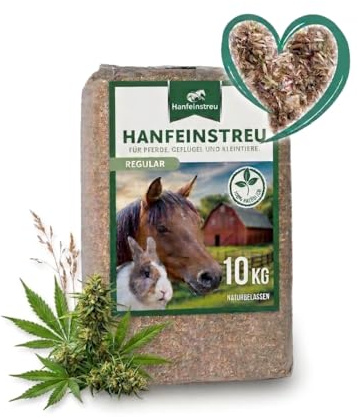 Arena de cáñamo para animales pequeños, gallinas y caballos, 100 litros, producto 100% natural, extremadamente absorbente, sin polvo, antiolores, sostenible y duradero