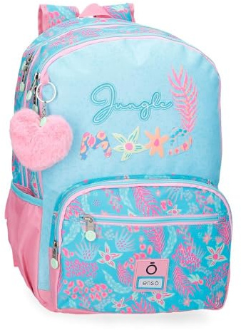 Enso Jungle Mood Zaino scuola doppio scomparto adattabile a carrello blu 32 x 44 x 17 cm Poliestere