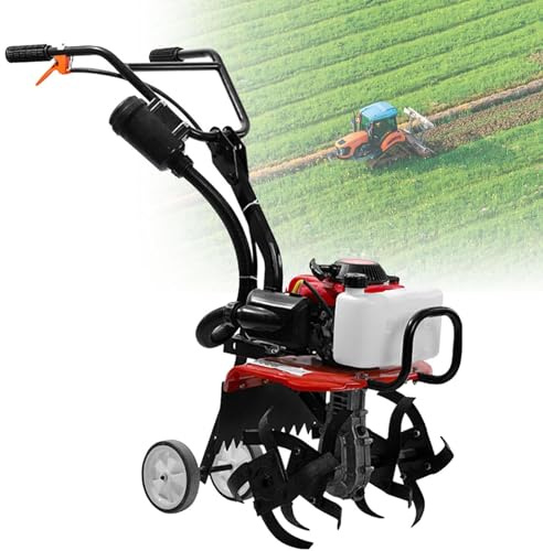 Motozappa da giardino 55CC - 4 tempi per coltivatore di suolo rotovator, 10500RPM, serbatoio carburante 1.2L, profondità di lavoro 20 cm, larghezza di lavorazione 40 cm