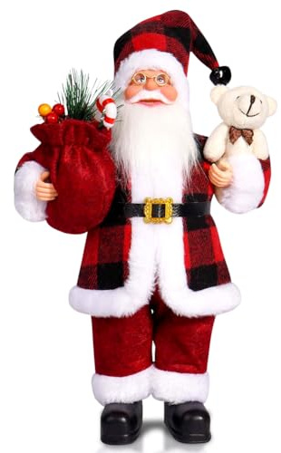 YskerrigToy Stehende Weihnachtsmann Figur, 34CM Weihnachtsmänner Figuren Weihnachtsmanns Ornament Weihnachtsmann Plüsch Puppe Santa Claus Figur Weihnachtspuppe für Dekoration Weihnachtsfeier