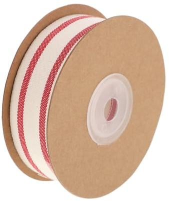 Iplusmile Nastro a Righe in Cotone Naturale Bifacciale 2/10 Iarde Per San E Matrimonio Decorazione Per Regali Fai Da Te Accessori Per Capelli E Cucito