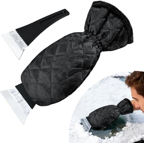 SSIMIDAPT Raschietto per Ghiaccio con Guanto, Raschietto Ghiaccio Auto con Guanto, Spatola per Ghiaccio con Guanto,Impermeabile Caldo, Porte e Finestre di Casa