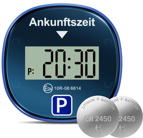 Gooofly Elektronische Parkscheibe mit 2 Batterien, Automatische Parkscheibe Elektrisch mit Zulassung, Digitale Parkscheibe, Parkscheibe Auto Parkuhr mit 2 Displays & 3 Parkmodi