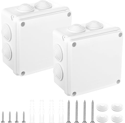2 cajas de derivación impermeables IP65, caja de distribución impermeable para exteriores, resistente al agua IP65, caja de conexiones ABS, caja de derivación empotrada, caja de distribución eléctrica