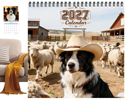 2027 Års Kalender Gullig månadsplanerare med hundar av pappersväggkonst | 12-Månaders Kalender för , Skola, Klassrum, Organisering, Planering, Tidsbokning