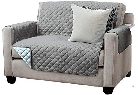 JEMIDI Sesselschutz Schutzbezug von JEMIDI Sessel Schoner Sofabezug Sofaschonbezug Sofa Sofa Überdecke - 2 Sitzer Anthrazit/Hellgrau