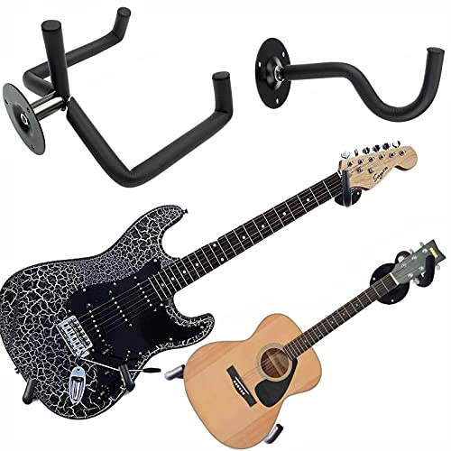 Jashem Guitar Wall Mount for Acoustic, Electric and Bass Guitars, Ukulele, Banjo, Mandolin – Horizontal Wall Hanger Holder, Heavy Duty Metal, Easy Installation (1 Pack)