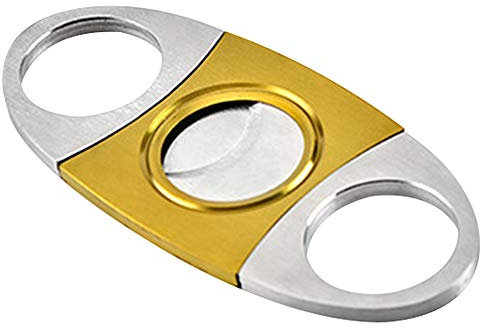 amropi Taglia Sigari Acciaio Inossidabile Ghigliottina Tagliasigari Doppio Cut Lama in Custodia Regalo (Oro x 1)