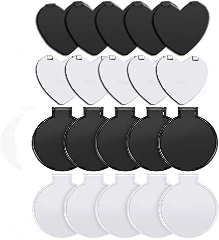 20 Teiliger Mini Klappspiegel Kompakte, Mini Taschenspiegel, Tragbarer Runder Spiegel, Geeignet für Handtaschen, Brieftaschen, Mobiltelefone Usw, Schwarz, Weiß