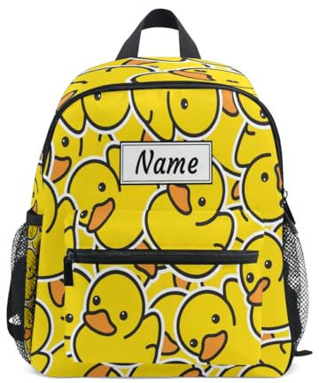Custom Yellow Duck Toddler Backpack for Boy Girl Preschool Bag for Children Personalized Kid's Name Bookbag