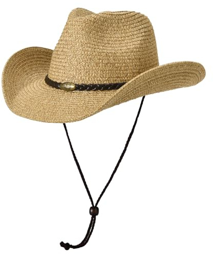 Willheoy Cowboyhut Strohhut Damen Herren Sonnenhut Sommer Strandhut Westernhut Panama Hut Unisex Cowboy Hut Faltbar Strohhut Krempe Sommerhut