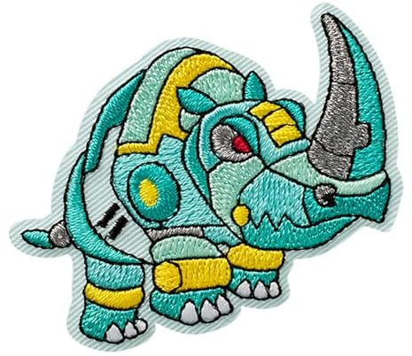 Mono Quick 10381 Nashorn Roboter Bügelbild, Patch, ca. 4,2 x 5,8 cm Applikation