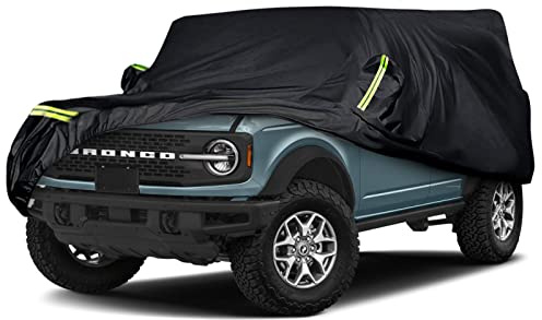 Waterproof Car Covers Replace for 2021-2026 Ford Bronco 4 Door, 6 Layers All Weather Bronco Car Cover with Zipper Door & Windproof Bands for Snow Rain Dust Hail Protection (4 Door)
