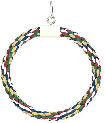 Mipcase Jouet Perroquet en Corde De Coton Balançoire Suspendue pour Cage À Oiseaux Jouet À Mordre Et À Jouer pour Perruches Calopsittes Et Petits Oiseaux 23.00 X 20.00 X 2.00 Cm