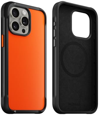 NOMAD Rugged Case | für iPhone 15 Pro | Schutzhülle aus Polycarbonat mit TPU-Bumper | Matte PET-Rückseite | MagSafe-kompatibel | Ultra Orange