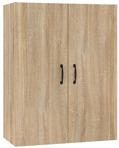 vidaXL Armario Colgante Almacenamiento Auxiliar Mueble Salón Pared Vitrina Flotante Decorativo para Casa Madera Contrachapada Roble Sonoma