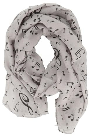 mugesh Écharpe motif notes de musique - Beau cadeau pour les musiciens, gris, 150cm x 50cm