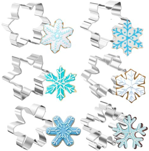 6-teiliges Schneeflocken-Ausstechformen-Set, Edelstahl, Schneeflockenform, Weihnachts-Ausstechformen, Schneeflocken-Keksausstecher, Kuchen, Fondant, Dekorationen, Form, Küchenwerkzeug