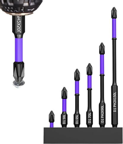 FAINCA 6 Pièces Magnétiques Puissants Embout Visseuse, Antichoc Tournevis à Frapper, Haute Dureté Embout à Choc, pour Électrique Perceuse