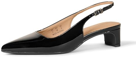 Amazon Essentials Scarpe Slingback con Tacco a Blocco Donna, Nero Pelle Verniciata, 42 EU