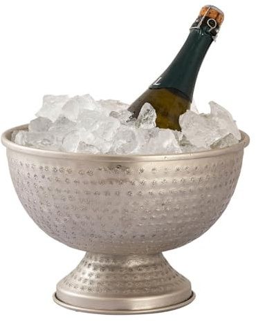 Amago home Flaschenkühler Weinkühler Metall ø 29 cm Sektkühler rund Eiskühler Champagnerkühler Farbe Silber
