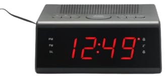 WE Radio réveil FM, Dual Alarme avec Fonction Snooze, l'écran LCD de 0.9'', Adaptateur Secteur Inclus