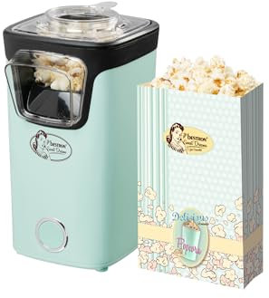 Bestron machine a pop corn, popcorn machine avec technologie d'air chaud, inclut 10 sacs à popcorn & une tasse à mesurer intégrée, Collection Sweet Dreams, Couleur: Vert
