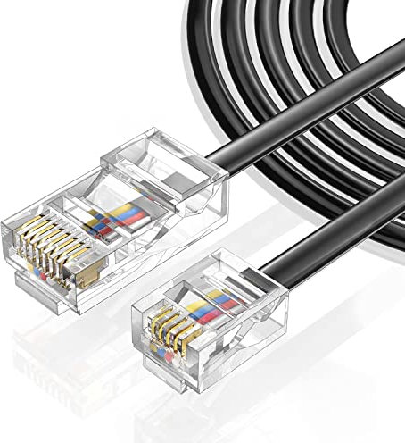 Seefeful Telephone line RJ45 to RJ11 Adapter,Converter Cable RJ45 8P4C Male to RJ11 6P4C Male (3 Pack / 6.6 FT)
