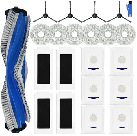 VACKING Pièces de rechange compatibles avec Ecovacs Deebot T30 Omni / T30 Pro Omni Accessoires, 1 brosse principale, 4 filtres HEPA, 4 brosses latérales, 6 chiffons, 6 sacs à poussière, Pas pour T30S
