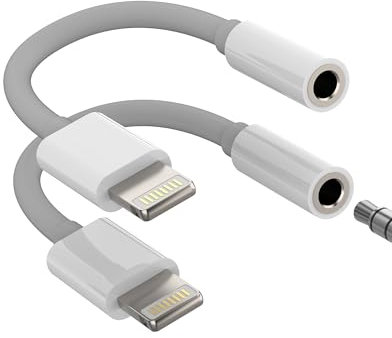 Adaptateur Lightning Vers Jack écouteur 3.5mm(Lot de 2)pour iphone14 13 Pro Max Prise Casque Audio Câble Connecteur Certifié Pour Apple MFI Auxiliaire Pour ipad Splitter Accessoires Voiture Connecteur