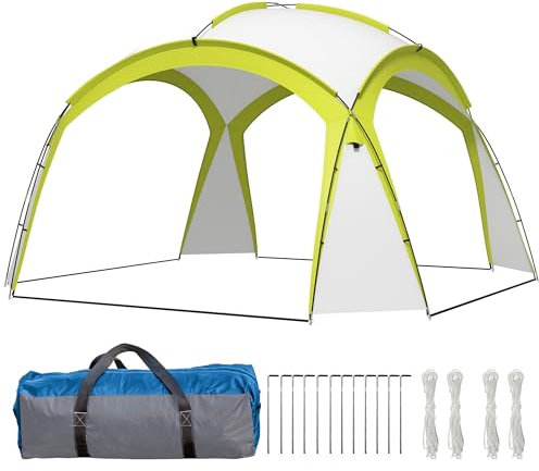 Outsunny Event Shelter 3,5 x 3,5m Pavillon mit Haken Tür Wasserabweisend Winterfest Gartenpavillon Partyzelt Sonnenschutz für Camping, Garten Festivals Grün