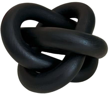 EMINGSKY Decorazione in legno a 3 maglie con nodo, decorazione bohémien, in legno, intagliato a mano, per casa, soggiorno, camera da letto, mensola moderna per fattoria (nero)