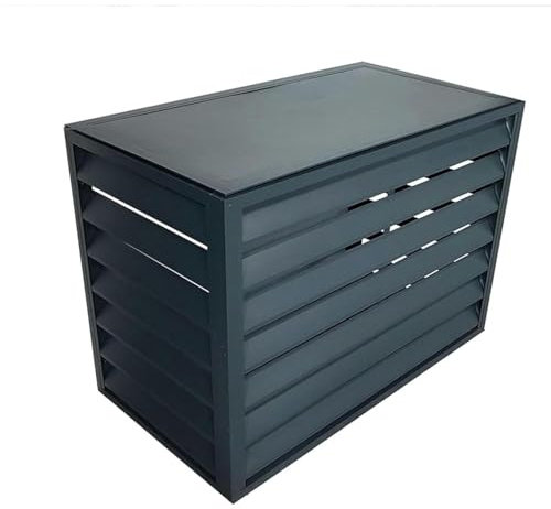 Cubierta de CA resistente, a prueba de polvo e impermeable, reducción de ruido mini split cubierta, protección antirrobo, pantalla de valla de aire acondicionado exterior (Gray Flat Roof 110 * 60 * 80
