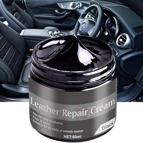 BAOSROY Läderreparationssats, Läderreparationskräm, Läderreparationsbalsam, Reparationsgel för flytande, Lederkratzer Reparatur für Leder Restaurierung Risse Löcher (Svart 60ml)