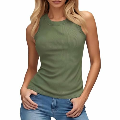 Debardeur avec Soutien Gorge Integre Femme- Tank Top CôteléS Caraco Grande Taille Casual Couleur Unie DéBardeurs Confortables Douces Respirant Extensible pour Sports Fitness Le Quotidien