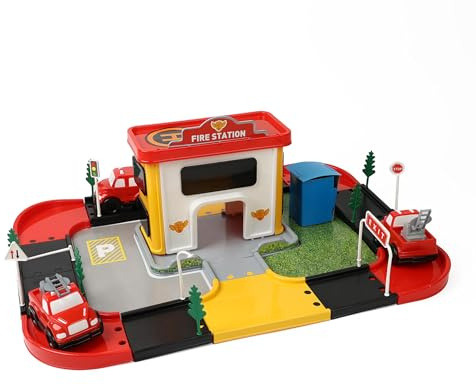 DIVCHI Fire Station Playsets Drivers Car Playset Includes Fire Toy Car, Vehicle for Kids, 3+ Years