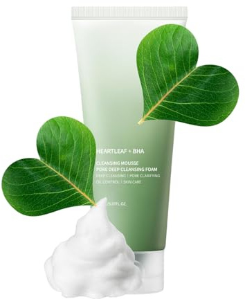 Heartleaf BHA Cleansing Foam, Deep Pore Korean Facial Cleanser for Oil Control & Blackhead Removal, Refreshing & Hydrating Daily Korean Face Wash, Gentle Skincare Cleanser for All Skin Types