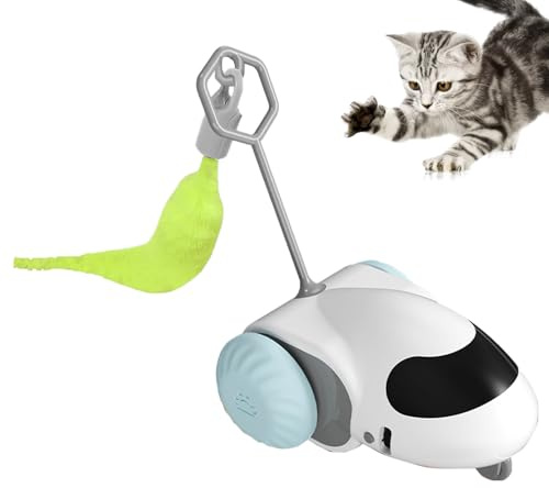 Autónomo Prey-BOT, Auto de Inteligente para Gatos, chasis de 3.94 x 2.76 x 1.97 Pulgadas con construcción Resistente a los Impactos, móvil Recargable por USB, felino Mejorado con tecnología
