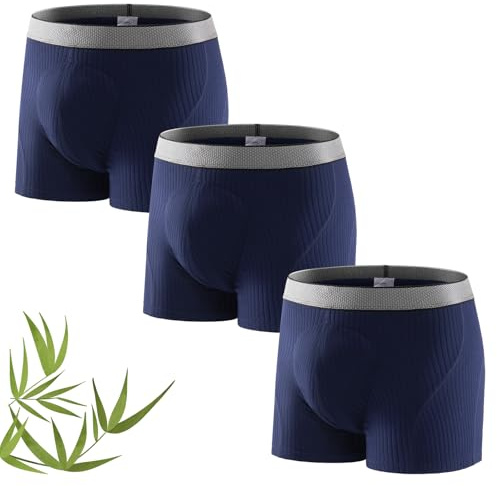 Carer 3 Pack Bamboo Incontinence Pants for Men 160ml Absorbency | Upgraded Boxer Briefs Leakproof Washable Incontinence Underwear Soft Comfortable Breathable Reusable Blue Size 44-47